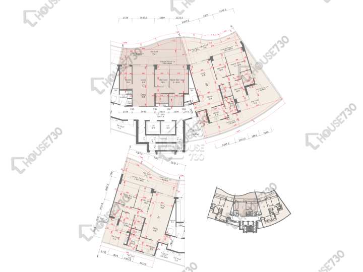 天賦海灣 平面圖 天賦海灣 1期 18座 1樓 樓層平面圖 - House730