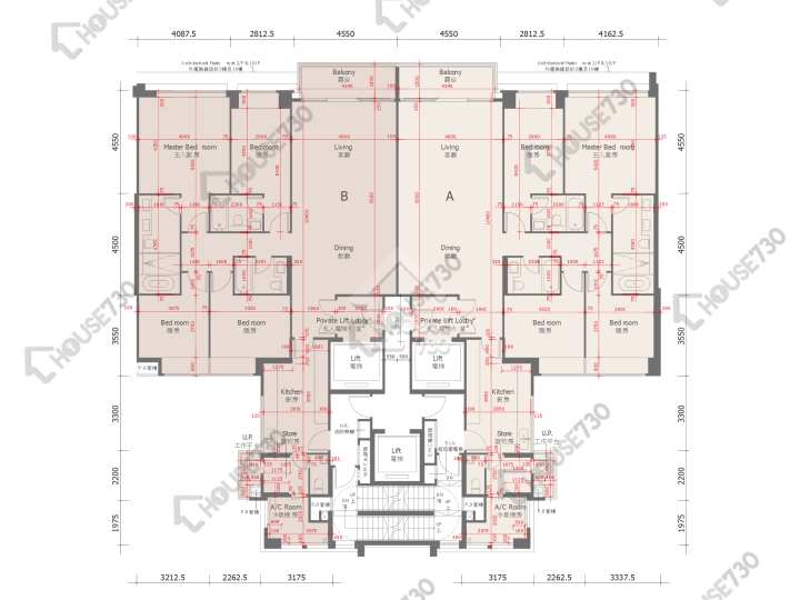 天賦海灣 平面圖 天賦海灣 1期 8座 2-3,5-8,9樓 樓層平面圖 - House730
