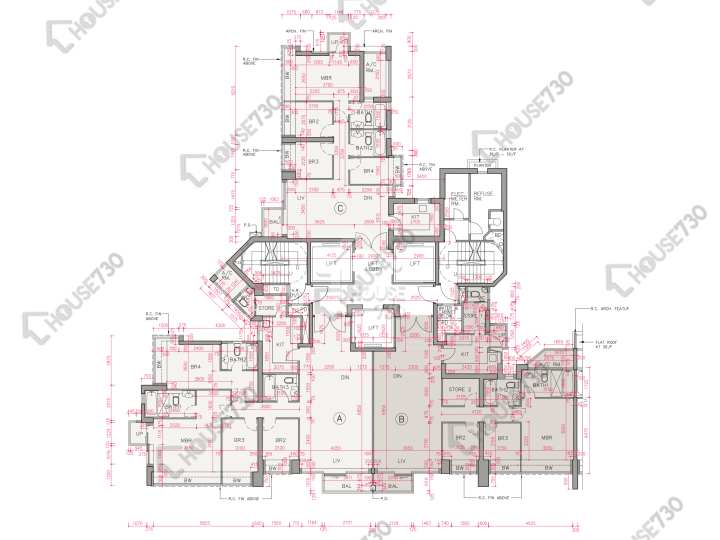 帝峰.皇殿 平面圖 帝峰.皇殿 8座 36-39,50-52,55,56樓 樓層平面圖 - House730