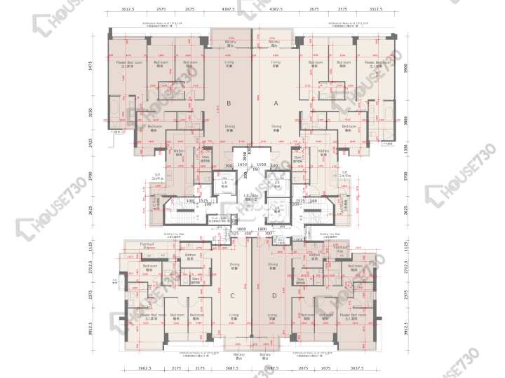 天賦海灣 平面圖 天賦海灣 1期 7座 2樓 樓層平面圖 - House730