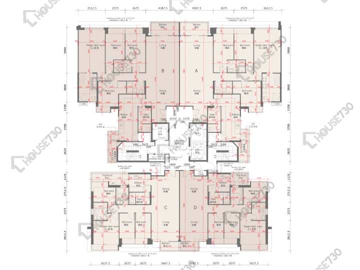 天賦海灣 平面圖 天賦海灣 1期 5座 2樓 樓層平面圖 - House730