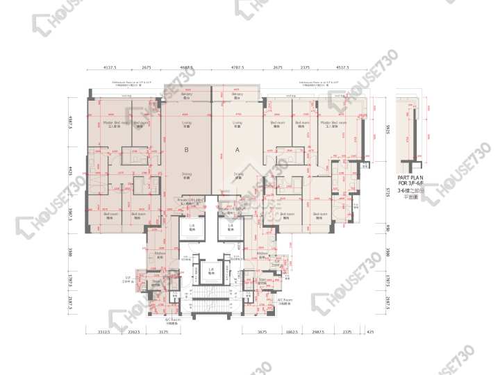 天賦海灣 平面圖 天賦海灣 1期 1座 3,5-8,9樓 樓層平面圖 - House730