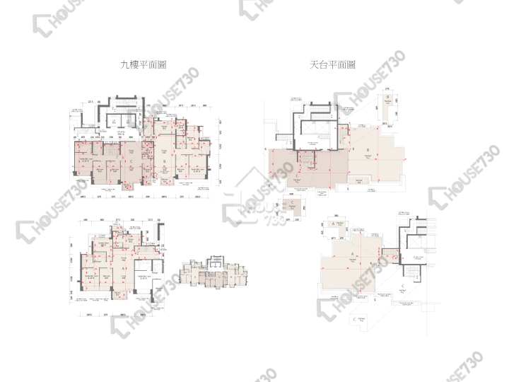 天賦海灣 平面圖 天賦海灣 1期 19座 9樓 樓層平面圖 - House730