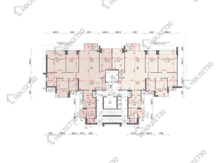 天賦海灣 平面圖 天賦海灣 1期 17座 2-3,5-7,8樓 樓層平面圖 - House730