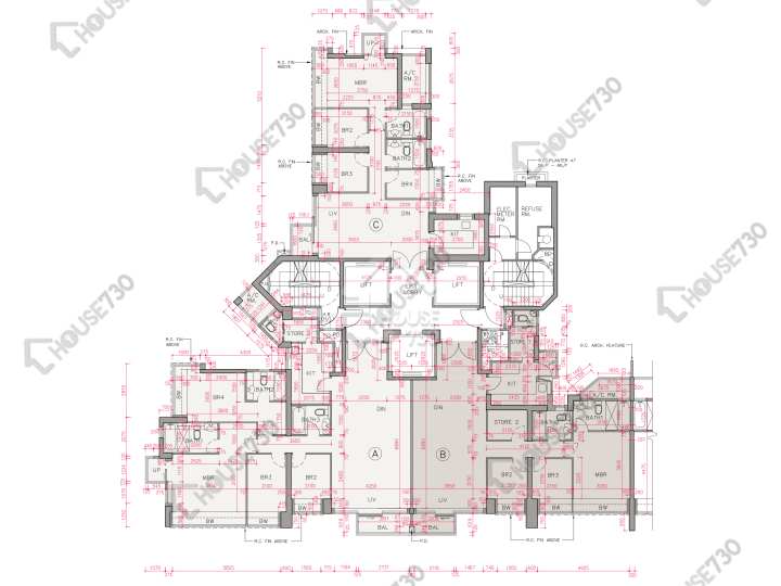 帝峰.皇殿 平面圖 帝峰.皇殿 8座 57,59-63,65,66樓 樓層平面圖 - House730