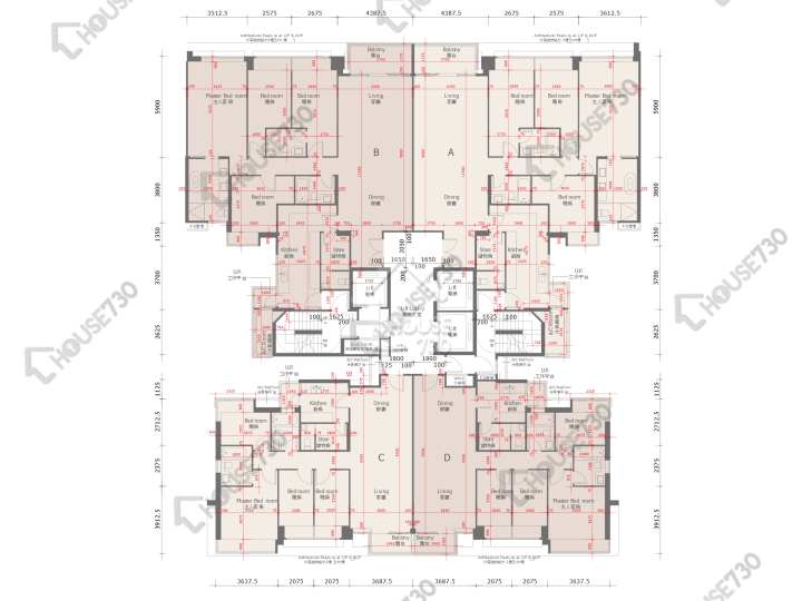 天賦海灣 平面圖 天賦海灣 1期 5座 3,5-8,9樓 樓層平面圖 - House730