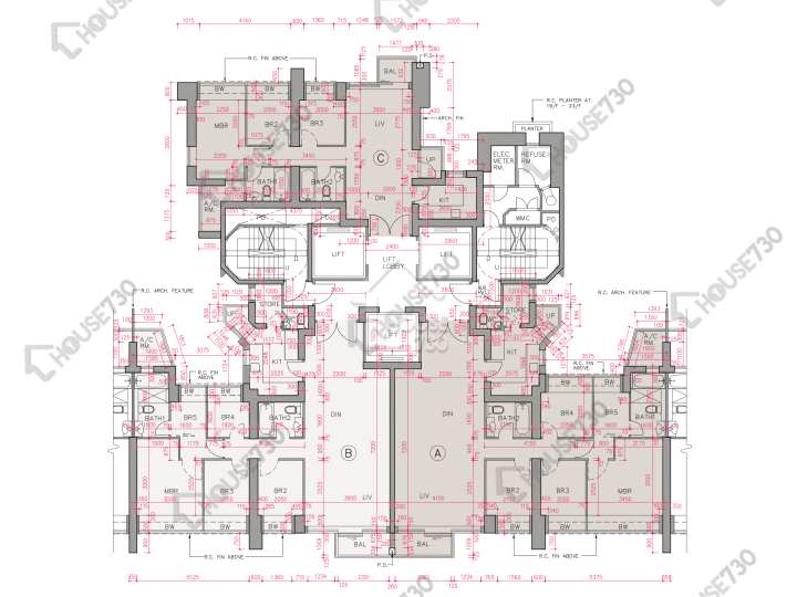帝峰.皇殿 平面圖 帝峰.皇殿 2座 10-12,16-23,25-27,28樓 樓層平面圖 - House730