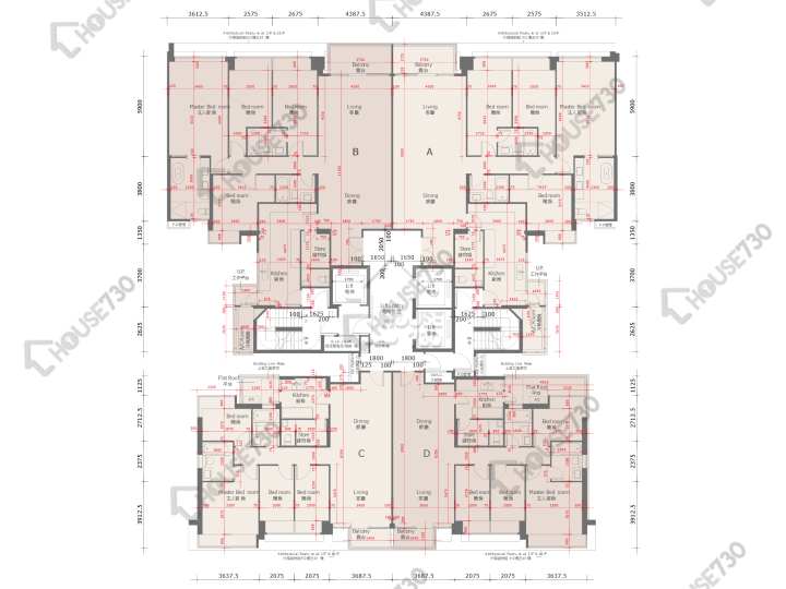 天賦海灣 平面圖 天賦海灣 1期 3座 2樓 樓層平面圖 - House730