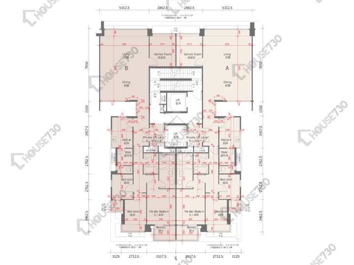 天賦海灣 平面圖 天賦海灣 1期 15座 3,5-8,9樓 樓層平面圖 - House730