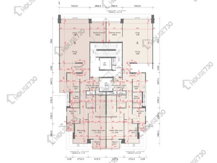 天賦海灣 平面圖 天賦海灣 1期 12座 2樓 樓層平面圖 - House730