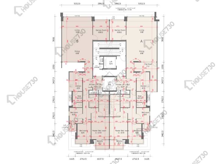 天賦海灣 平面圖 天賦海灣 1期 11座 2樓 樓層平面圖 - House730