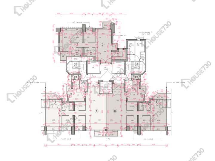 帝峰.皇殿 平面圖 帝峰.皇殿 7座 37-39,50-52,55,56樓 樓層平面圖 - House730