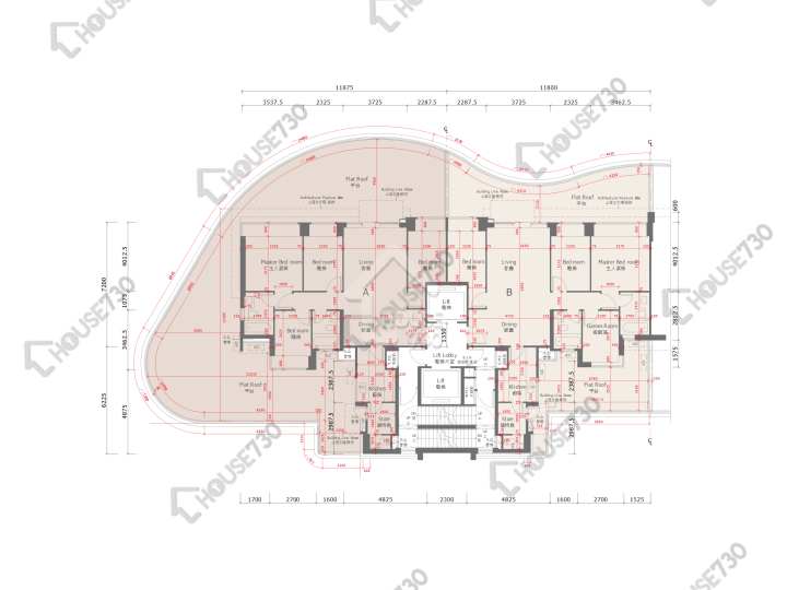 天賦海灣 平面圖 天賦海灣 1期 17座 1樓 樓層平面圖 - House730