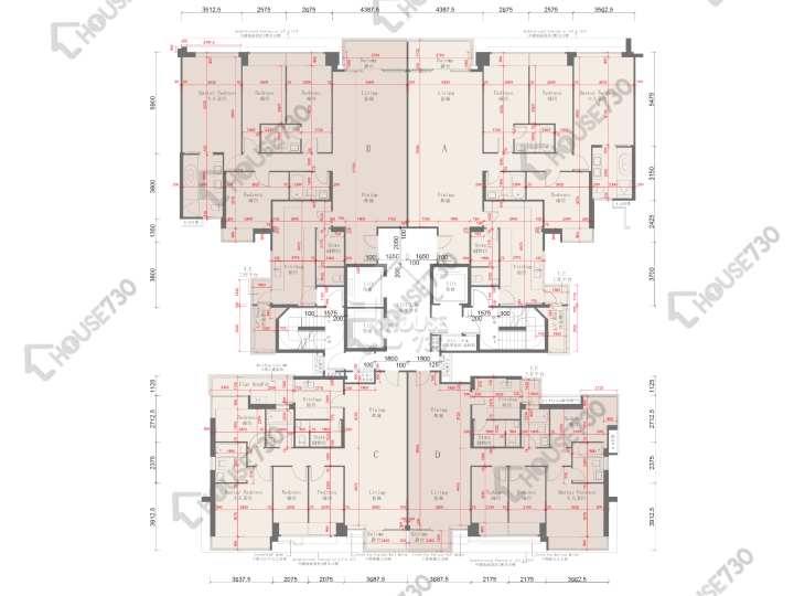天賦海灣 平面圖 天賦海灣 1期 2座 2樓 樓層平面圖 - House730