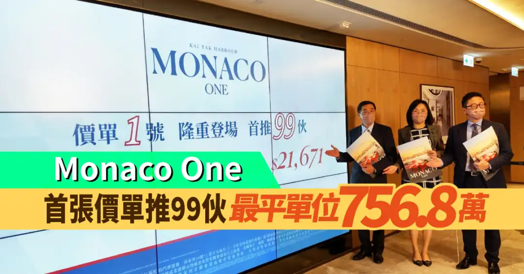 本地-Monaco One首張價單推99伙 最平單位756.8萬-House730