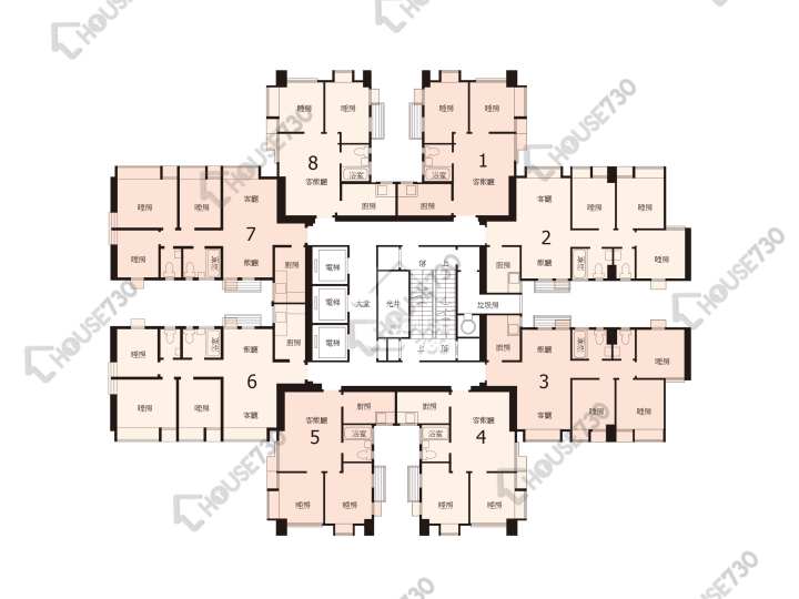 粉嶺中心 平面圖 粉嶺中心 2期 H座 9-27樓 樓層平面圖 - House730