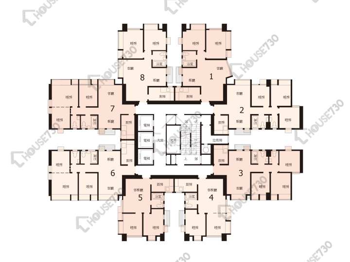粉嶺中心 平面圖 粉嶺中心 1期 B座 3-8樓 樓層平面圖 - House730