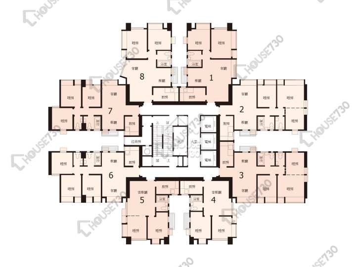 粉嶺中心 平面圖 粉嶺中心 1期 C座 3-8樓 樓層平面圖 - House730
