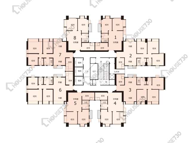 粉嶺中心 平面圖 粉嶺中心 2期 H座 3-8樓 樓層平面圖 - House730