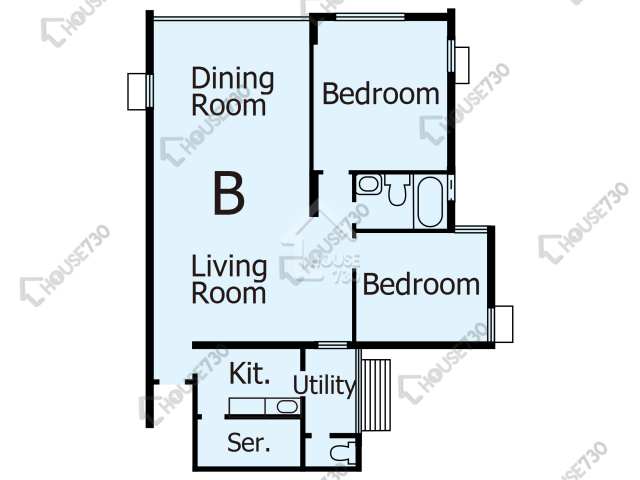 Pok Fu Lam BAGUIO VILLA Middle Floor Unit Floor Plan 27座-高層/中層/低層-B室 House730-6692840