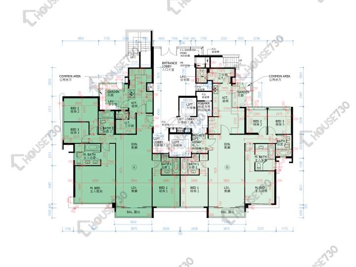 滿名山 平面圖 滿名山 名庭 1座 1樓 樓層平面圖 - House730