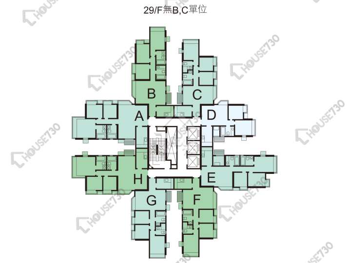 濱景花園 平面圖 濱景花園 4座 3-28樓 樓層平面圖 - House730