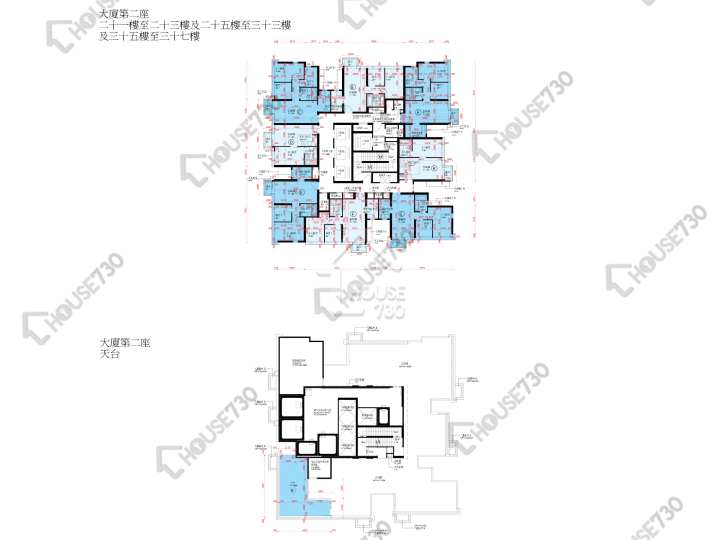 啟德1號 平面圖 啟德1號 I 大廈第2座 21-23,25-33,35-36,37樓 樓層平面圖 - House730
