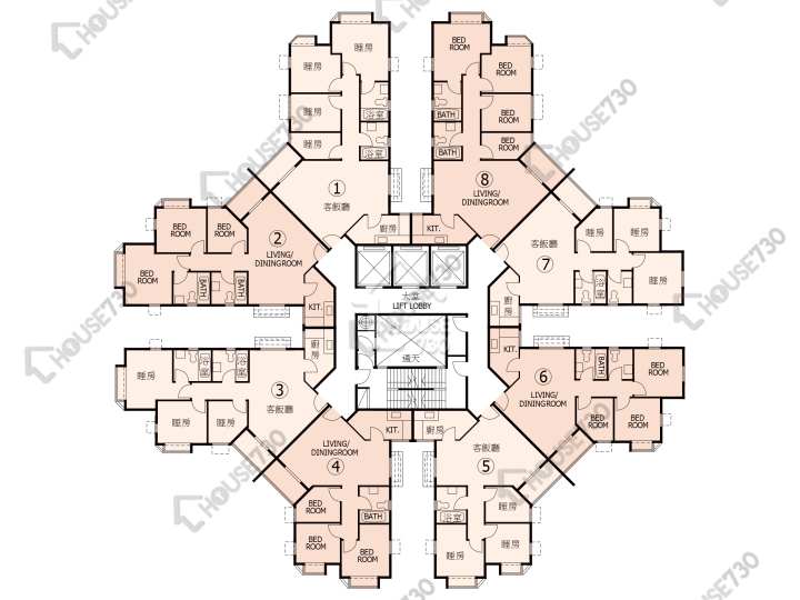 杏花邨 平面圖 杏花邨 23座 1-13,15-17,18樓 樓層平面圖 - House730