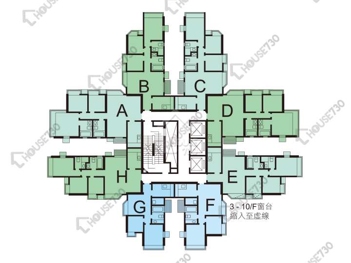 濱景花園 平面圖 濱景花園 3座 3-32樓 樓層平面圖 - House730