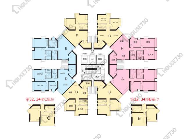 麗港城 平面圖 麗港城 3期 32座 1-27樓 樓層平面圖 - House730