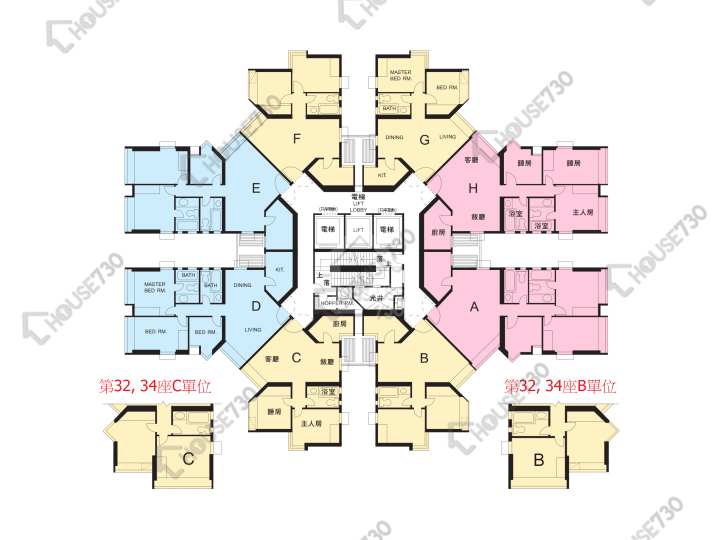 麗港城 平面圖 麗港城 3期 32座 1-27樓 樓層平面圖 - House730