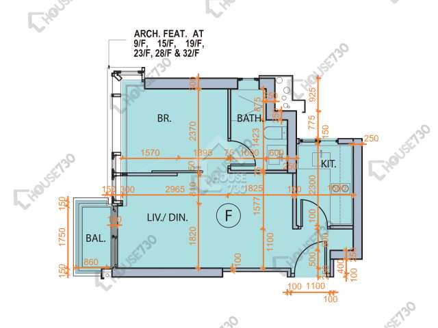 Sai Wan Ho ISLAND RESIDENCE Upper Floor Unit Floor Plan ISLAND RESIDENCE-高層/中層/低層-F室 House730-5358384