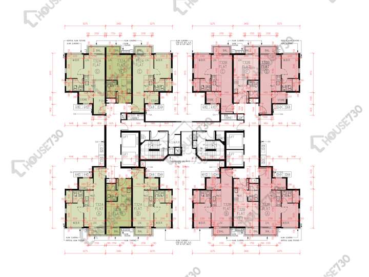 峻巒 平面圖 峻巒 2C期 Park Yoho Milano 32A座 2-3,5-12,15樓 樓層平面圖 - House730