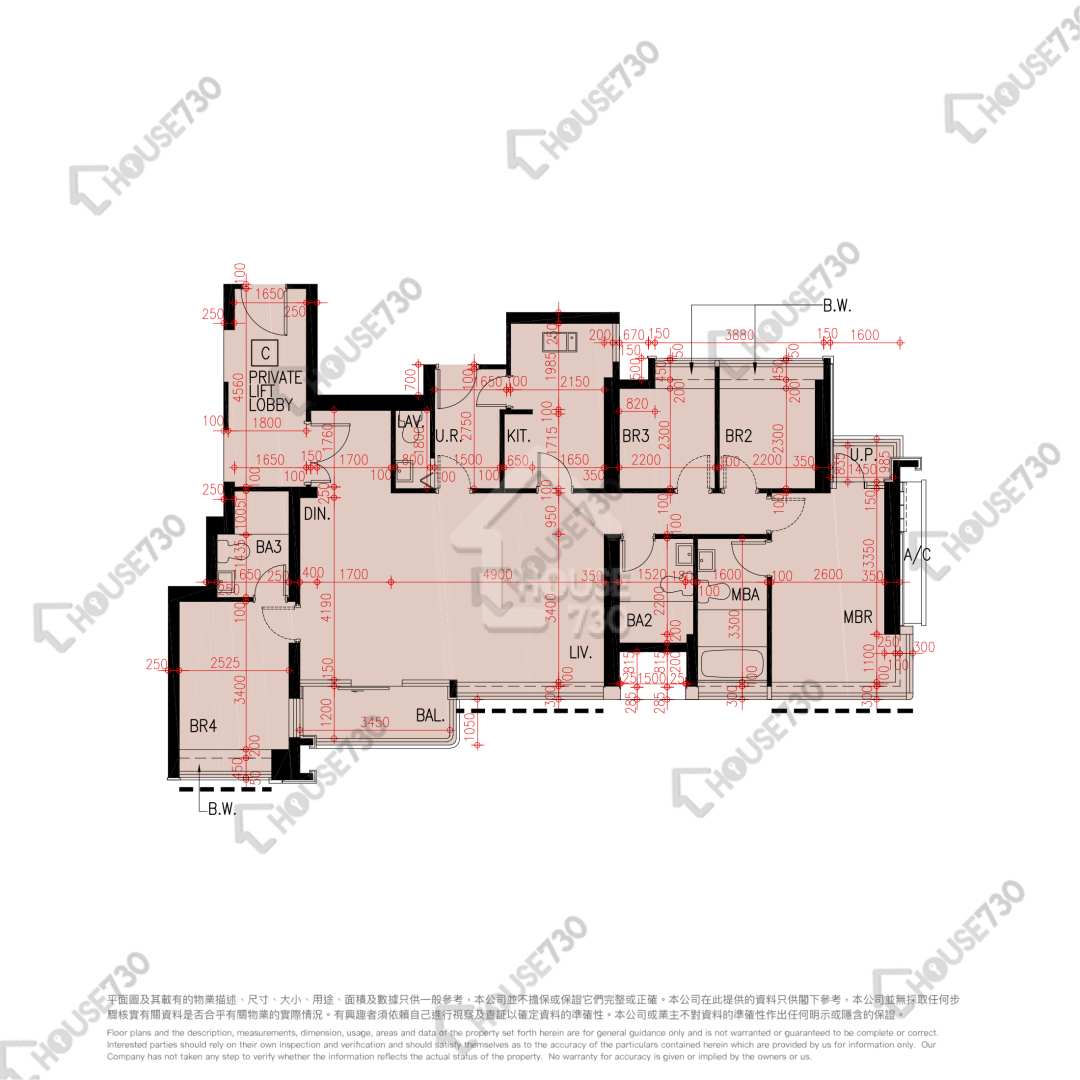 Ho Man Tin ULTIMA Middle Floor Unit Floor Plan 1期-8座-高層/中層/低層-C室 House730-6604596