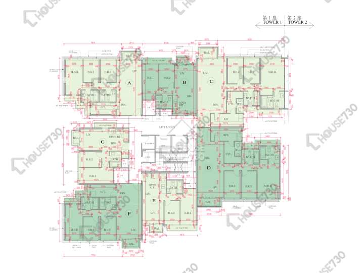 海日灣 平面圖 海日灣 Court C 1座 10-11樓 樓層平面圖 - House730