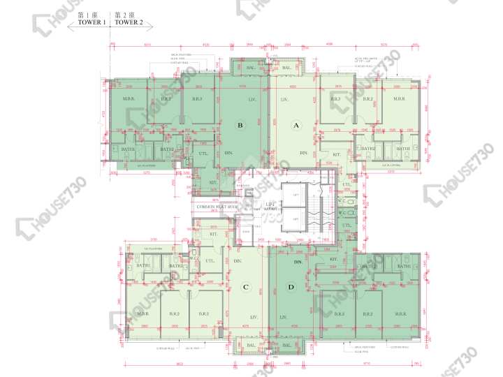 海日灣 平面圖 海日灣 Court A 2座 1樓 樓層平面圖 - House730