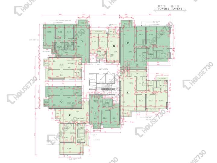 海日灣 平面圖 海日灣 Court B 2座 8樓 樓層平面圖 - House730
