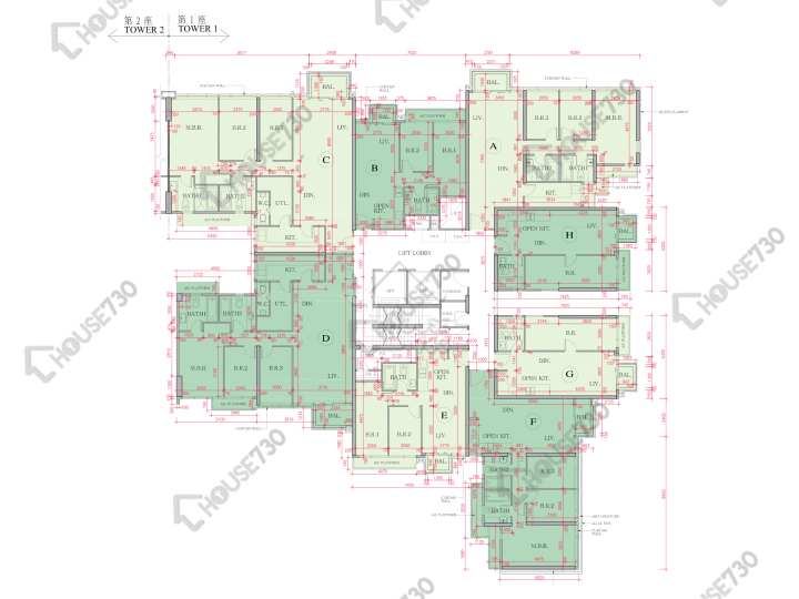 海日灣 平面圖 海日灣 Court B 1座 16樓 樓層平面圖 - House730