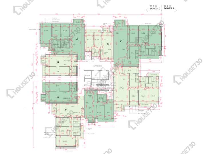海日灣 平面圖 海日灣 Court B 2座 15樓 樓層平面圖 - House730