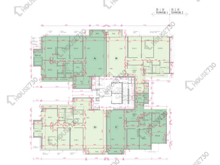海日灣 平面圖 海日灣 Court D 1座 8樓 樓層平面圖 - House730