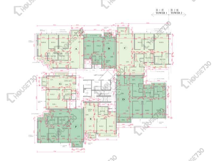 海日灣 平面圖 海日灣 Court C 1座 15-16樓 樓層平面圖 - House730