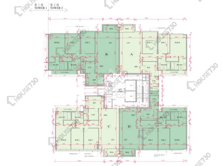 海日灣 平面圖 海日灣 Court A 2座 15-16樓 樓層平面圖 - House730