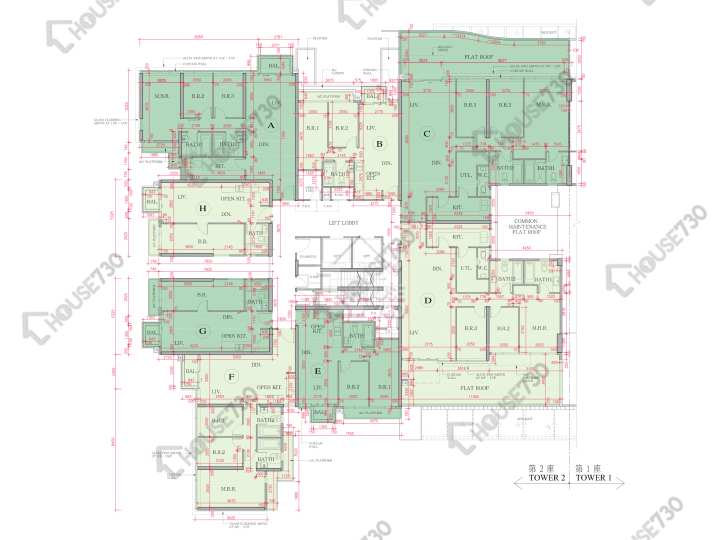 海日灣 平面圖 海日灣 Court B 2座 1樓 樓層平面圖 - House730