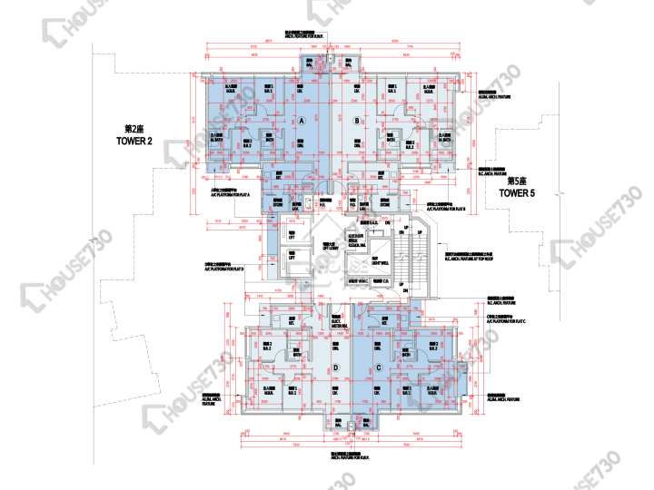 Capri 平面圖 Capri 3座 2-3,5-6,7樓 樓層平面圖 - House730