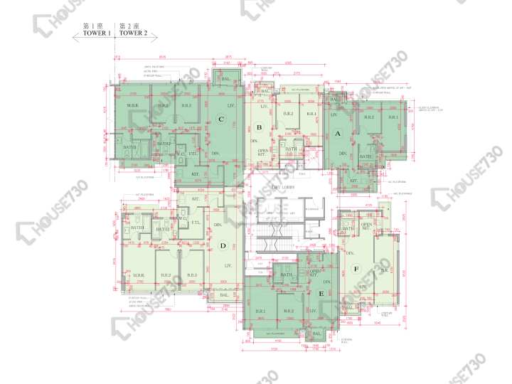 海日灣 平面圖 海日灣 Court C 2座 6-7樓 樓層平面圖 - House730