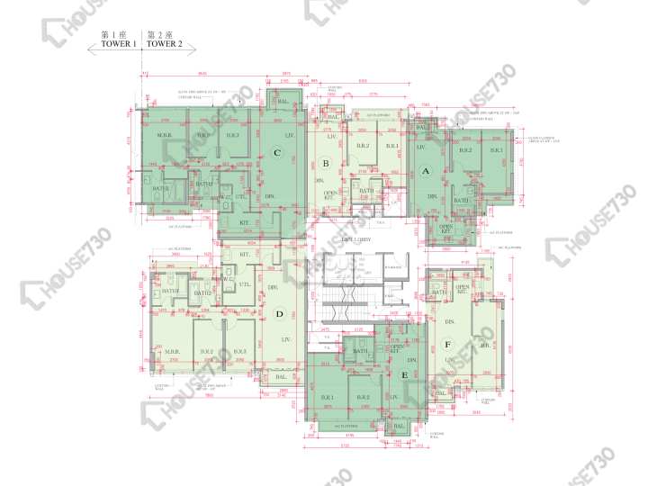 海日灣 平面圖 海日灣 Court C 2座 2-3樓 樓層平面圖 - House730
