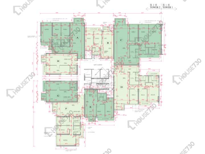 海日灣 平面圖 海日灣 Court B 2座 2-3,5-6,7樓 樓層平面圖 - House730