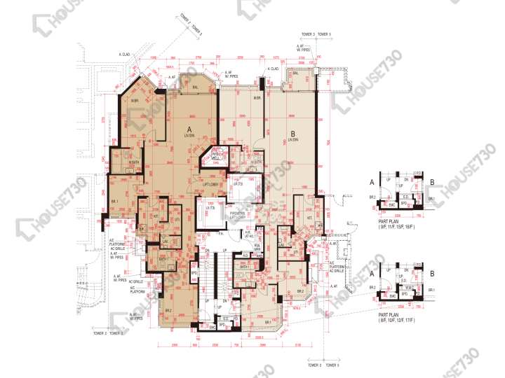 維港頌 平面圖 維港頌 3座 8-12,15-16,17樓 樓層平面圖 - House730