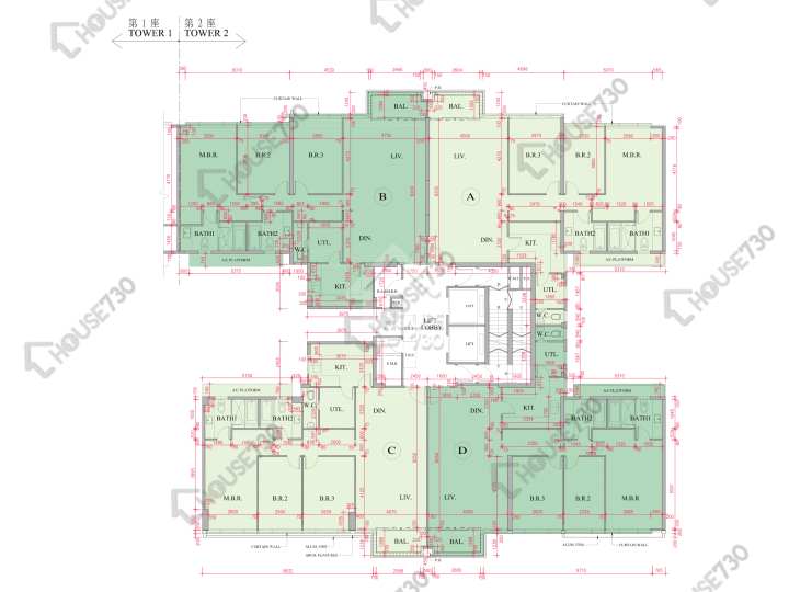 海日灣 平面圖 海日灣 Court A 2座 12樓 樓層平面圖 - House730