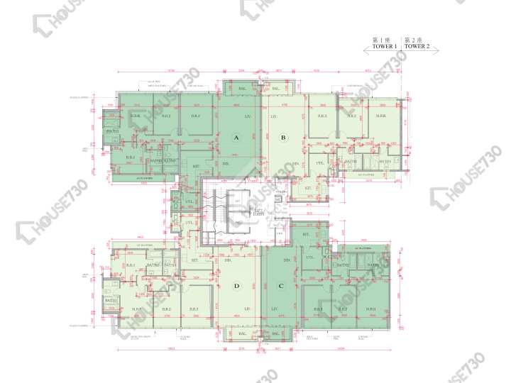 海日灣 平面圖 海日灣 Court A 1座 15-16樓 樓層平面圖 - House730